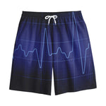 Blue Heartbeat Print Cotton Shorts