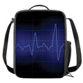 Blue Heartbeat Print Crossbody Lunch Bag