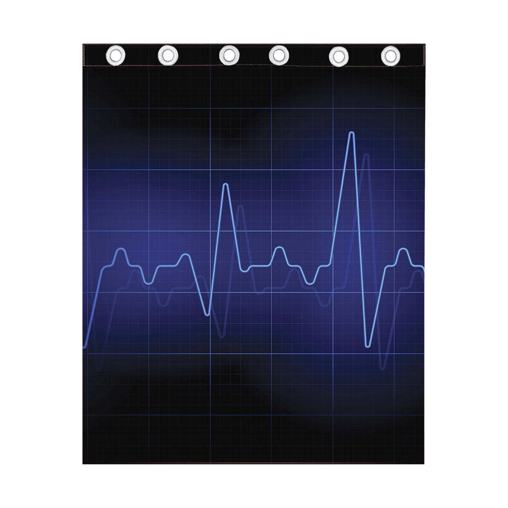Blue Heartbeat Print Curtain