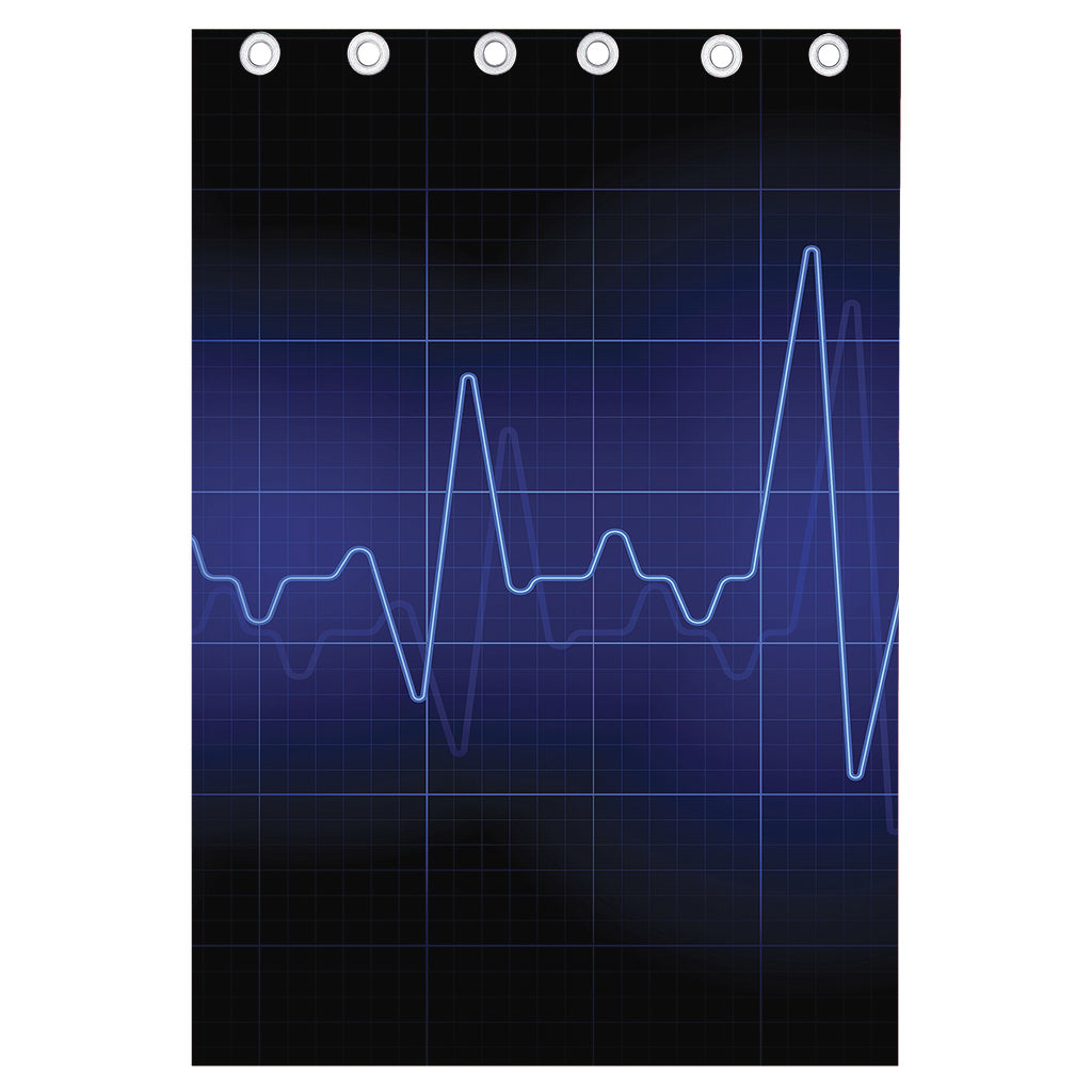 Blue Heartbeat Print Curtain