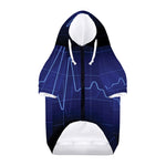 Blue Heartbeat Print Dog Zip Up Hoodie