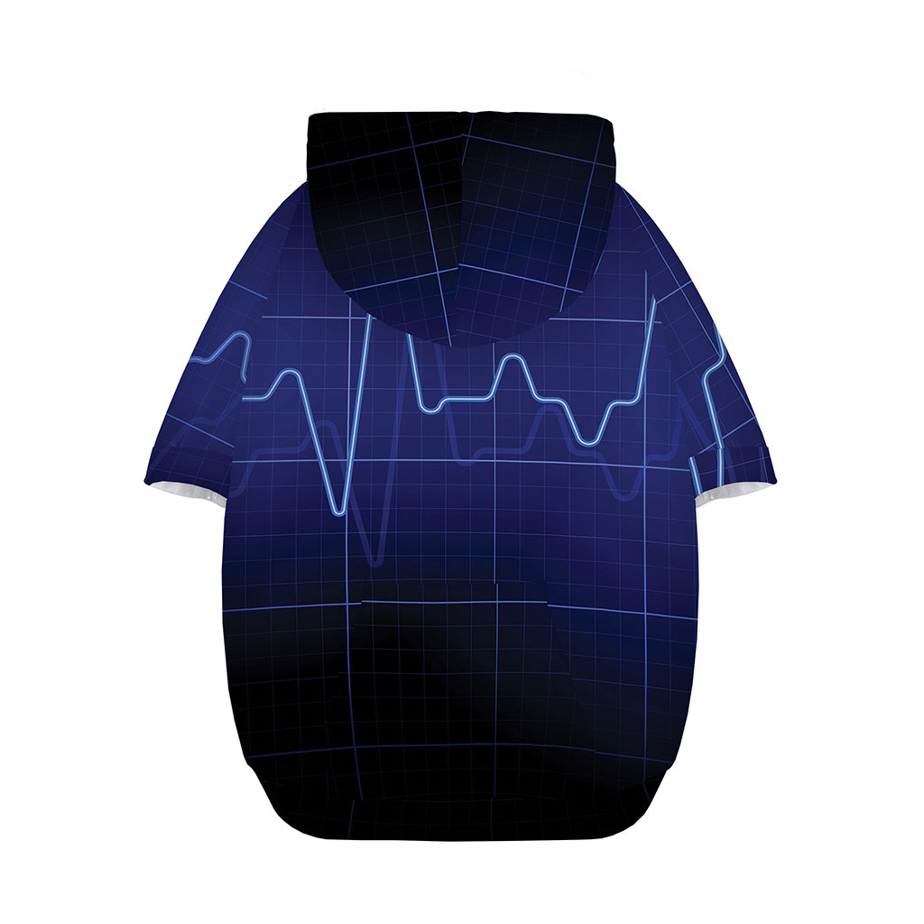 Blue Heartbeat Print Dog Zip Up Hoodie