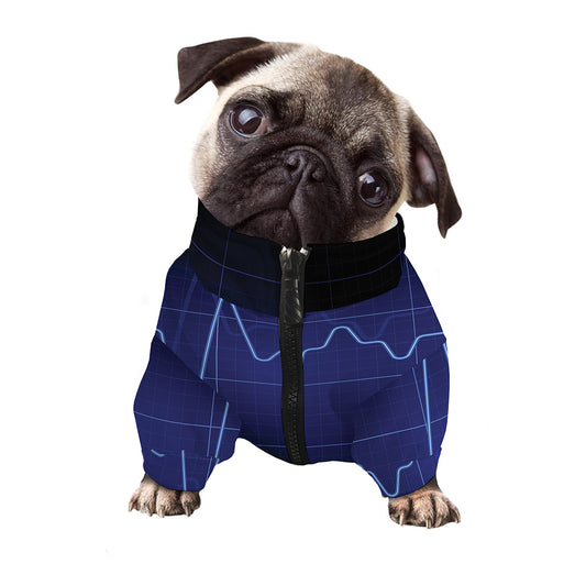 Blue Heartbeat Print Dog Zip Up Jacket