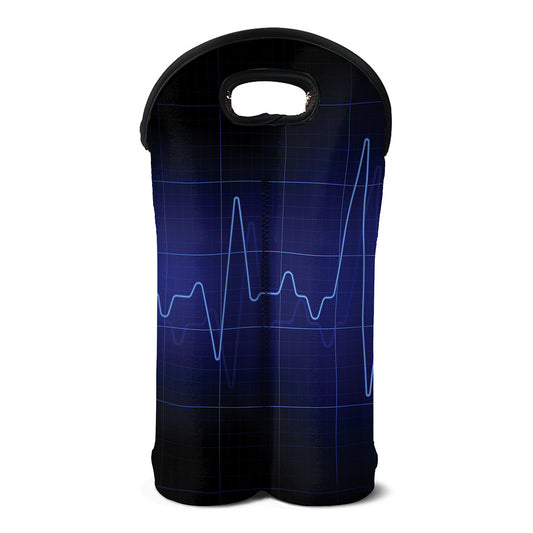 Blue Heartbeat Print Double Neoprene Wine Tote