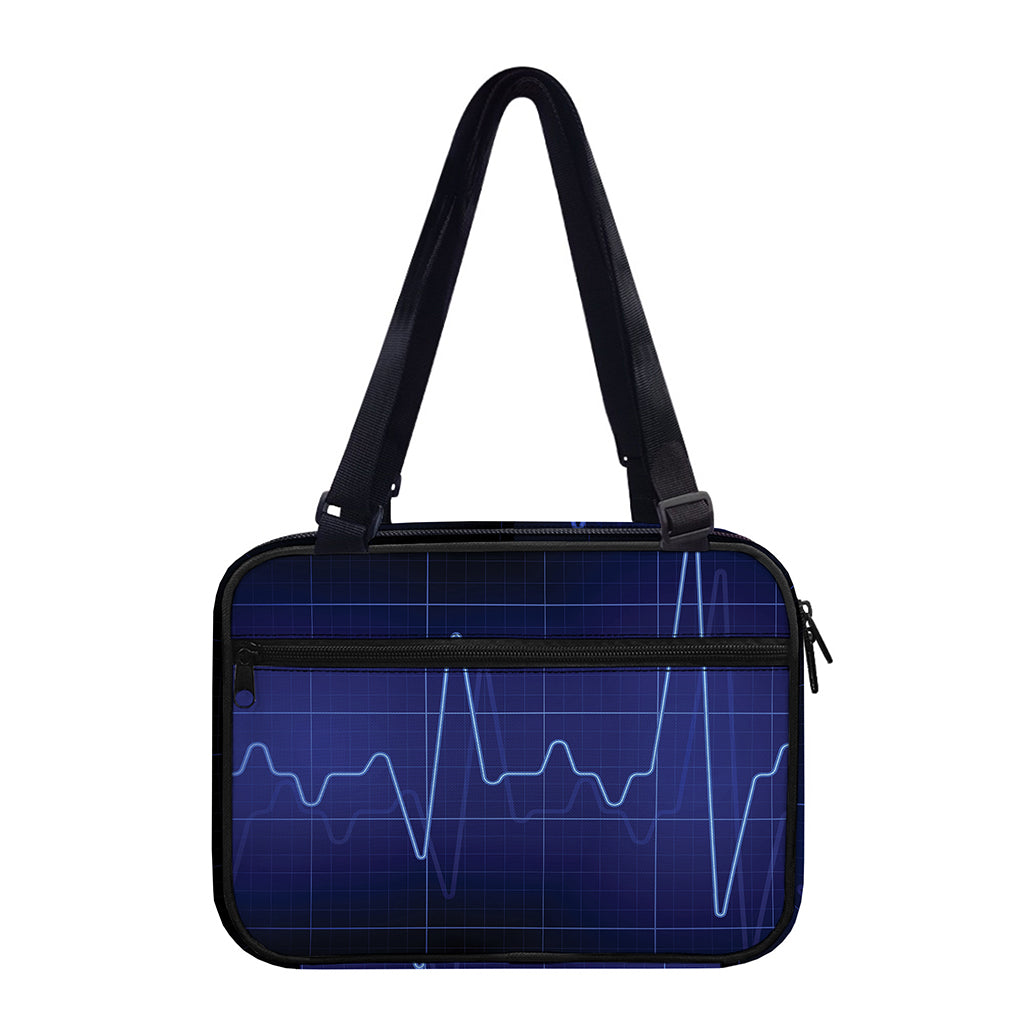 Blue Heartbeat Print Double Strap Bible Bag