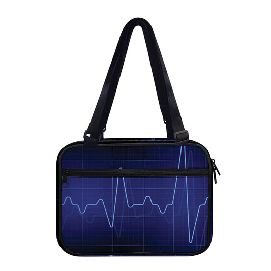 Blue Heartbeat Print Double Strap Bible Bag
