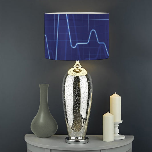 Blue Heartbeat Print Drum Lamp Shade