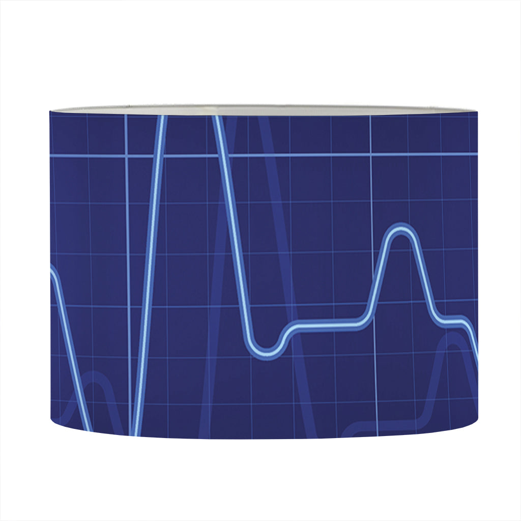 Blue Heartbeat Print Drum Lamp Shade