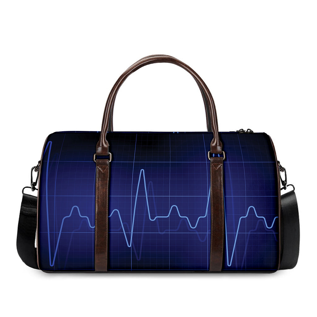 Blue Heartbeat Print Duffle Bag