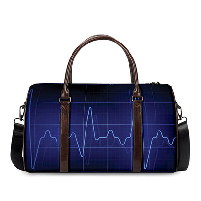 Blue Heartbeat Print Duffle Bag
