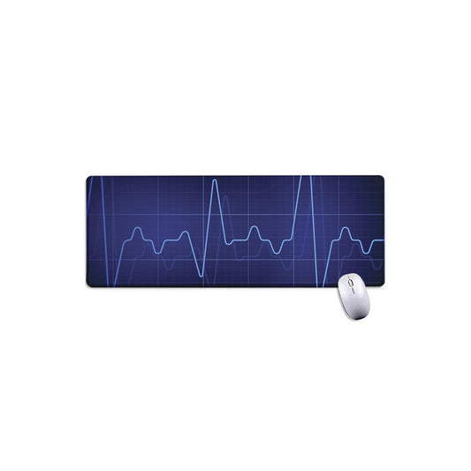 Blue Heartbeat Print Extended Mouse Pad