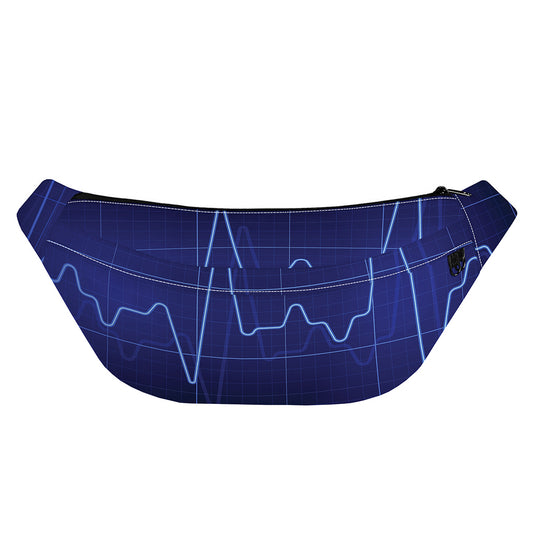 Blue Heartbeat Print Fanny Pack