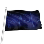 Blue Heartbeat Print Flag