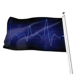 Blue Heartbeat Print Flag