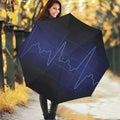 Blue Heartbeat Print Foldable Umbrella