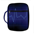 Blue Heartbeat Print Front Pocket Bible Bag