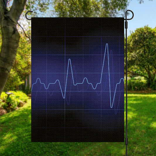 Blue Heartbeat Print Garden Flag