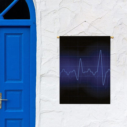 Blue Heartbeat Print Garden Flag
