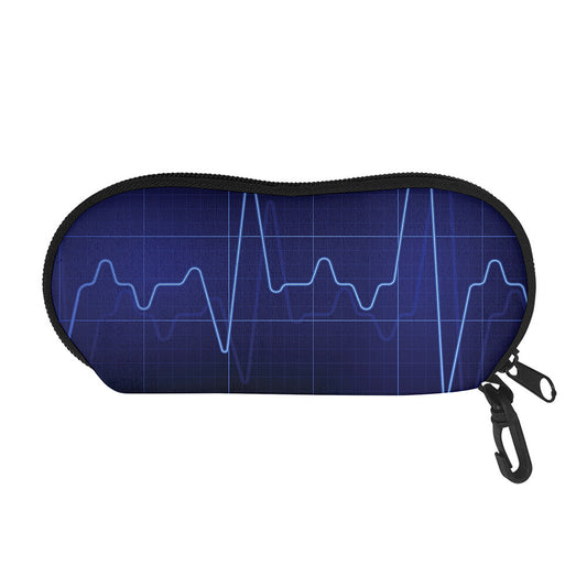 Blue Heartbeat Print Glasses Case