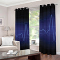 Blue Heartbeat Print Grommet Curtains