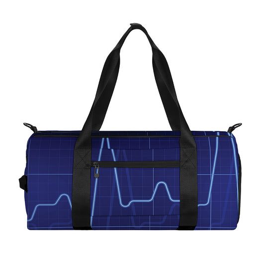 Blue Heartbeat Print Gym Bag
