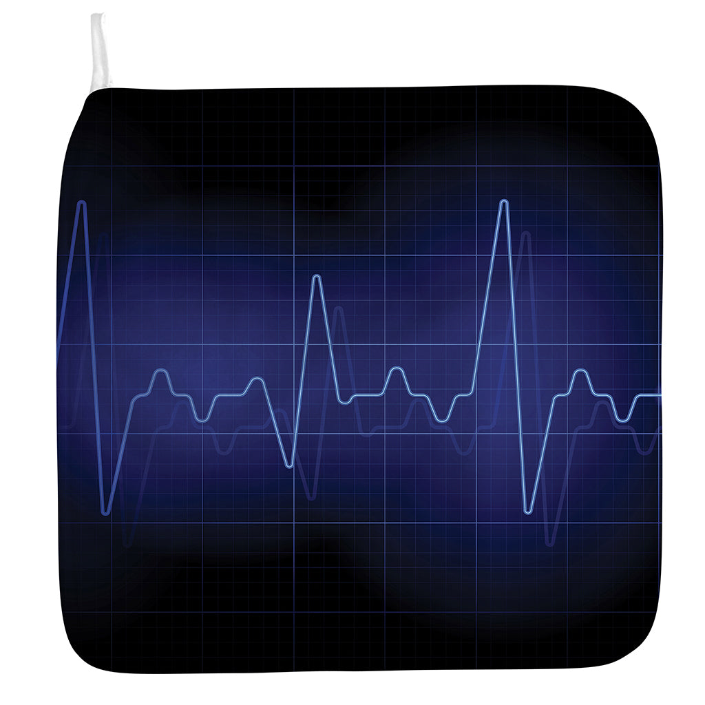 Blue Heartbeat Print Hand Towel