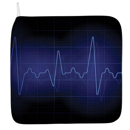 Blue Heartbeat Print Hand Towel