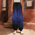 Blue Heartbeat Print Harem Pants