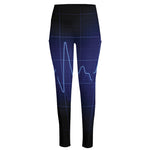 Blue Heartbeat Print High-Waisted Pocket Leggings