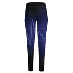 Blue Heartbeat Print High-Waisted Pocket Leggings