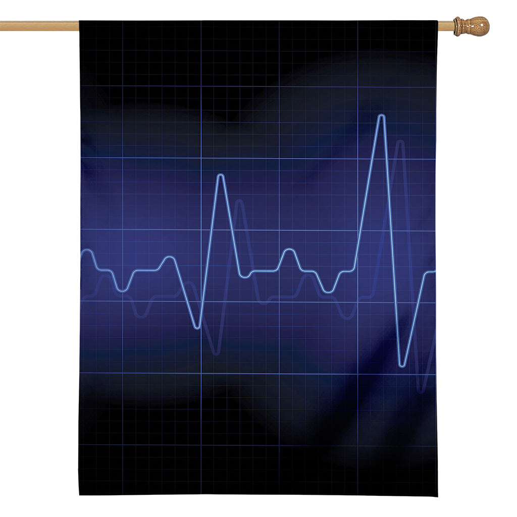 Blue Heartbeat Print House Flag