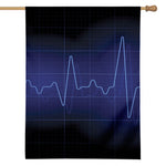 Blue Heartbeat Print House Flag