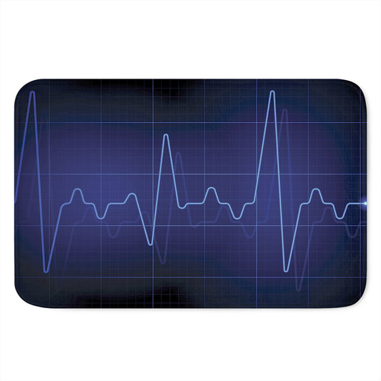 Blue Heartbeat Print Indoor Door Mat