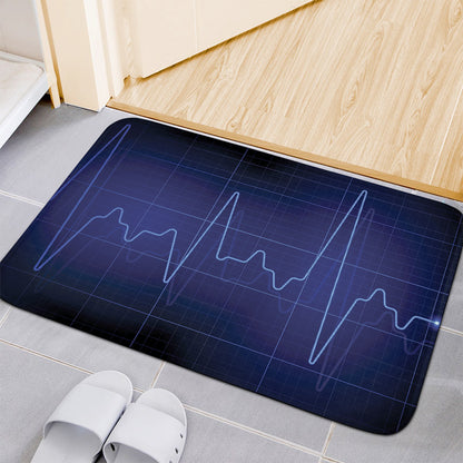 Blue Heartbeat Print Indoor Door Mat