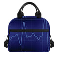 Blue Heartbeat Print Insulated Lunch Bag