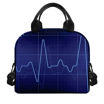 Blue Heartbeat Print Insulated Lunch Bag