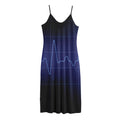 Blue Heartbeat Print Jersey Midi Cami Dress