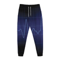 Blue Heartbeat Print Jogger Pants