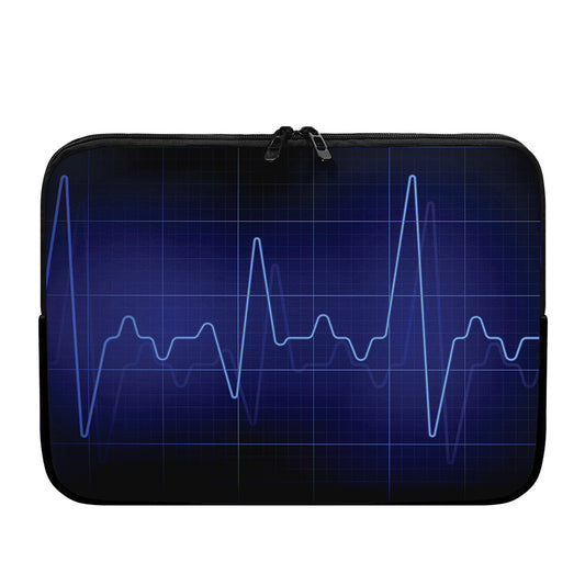 Blue Heartbeat Print Laptop Sleeve