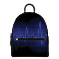 Blue Heartbeat Print Leather Backpack