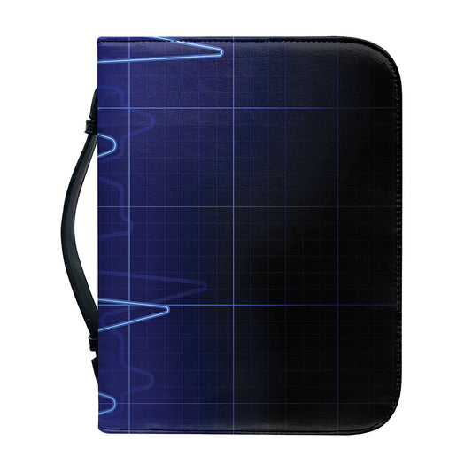 Blue Heartbeat Print Leather Bible Cover