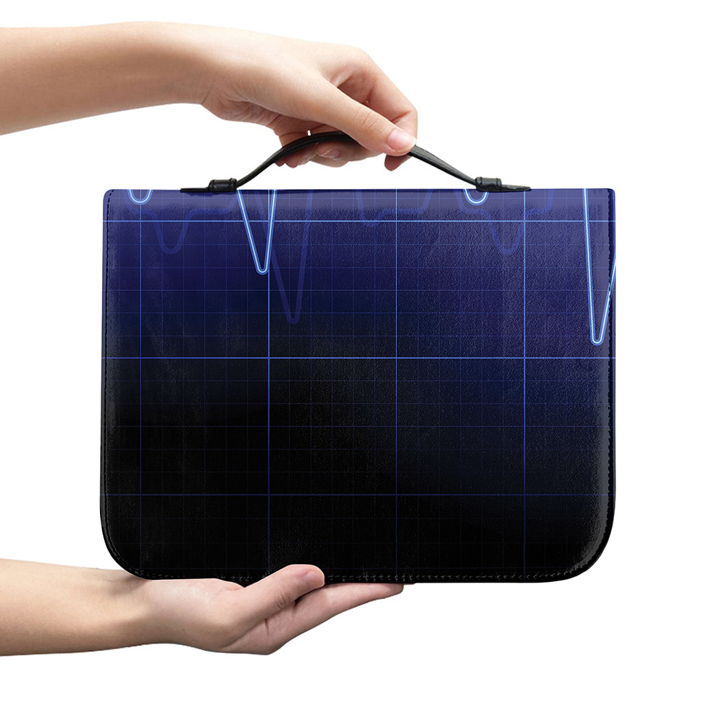 Blue Heartbeat Print Leather Bible Cover