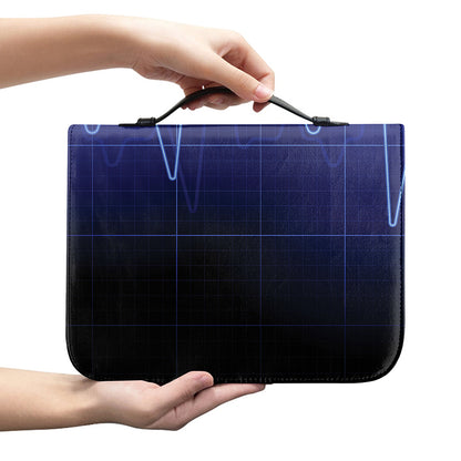 Blue Heartbeat Print Leather Bible Cover