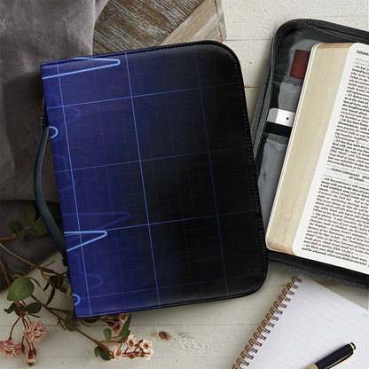 Blue Heartbeat Print Leather Bible Cover