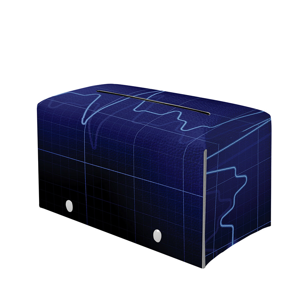 Blue Heartbeat Print Leather Tissue Box Cover