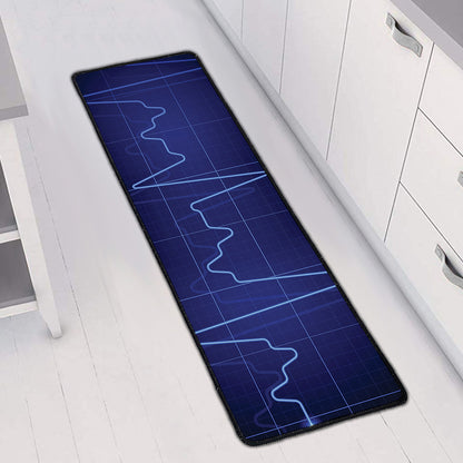 Blue Heartbeat Print Long Kitchen Mat