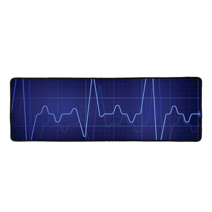 Blue Heartbeat Print Long Kitchen Mat