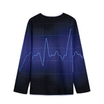 Blue Heartbeat Print Long Sleeve Short Coat