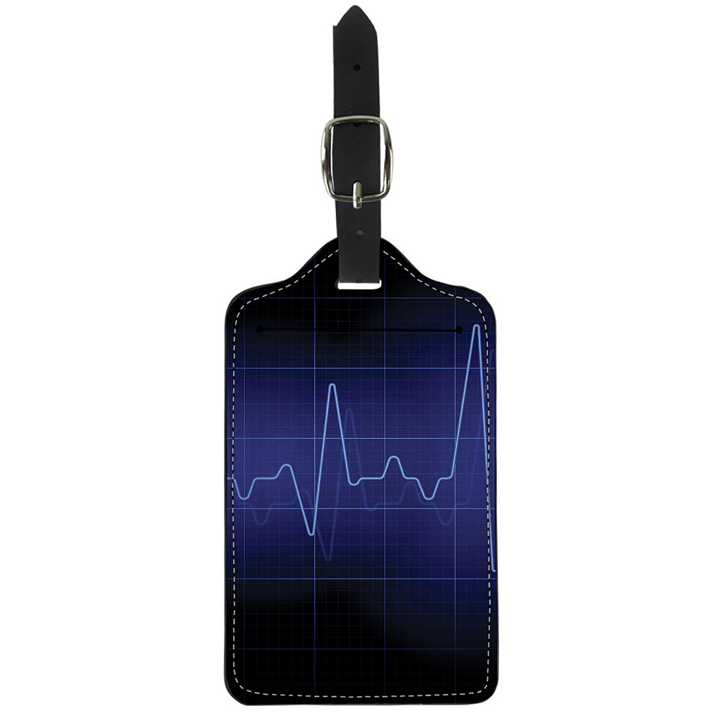 Blue Heartbeat Print Luggage Tag