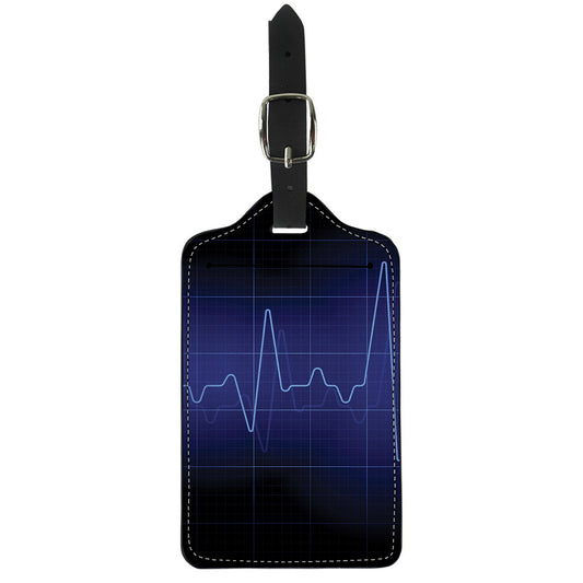 Blue Heartbeat Print Luggage Tag